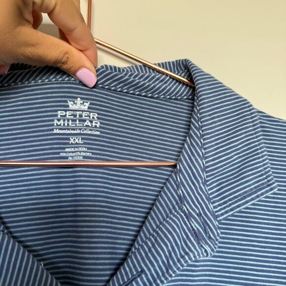 Peter Millar Mountainside Collection Polo Shirt Mens XXL Striped Stretch Golf - Picture 5 of 6